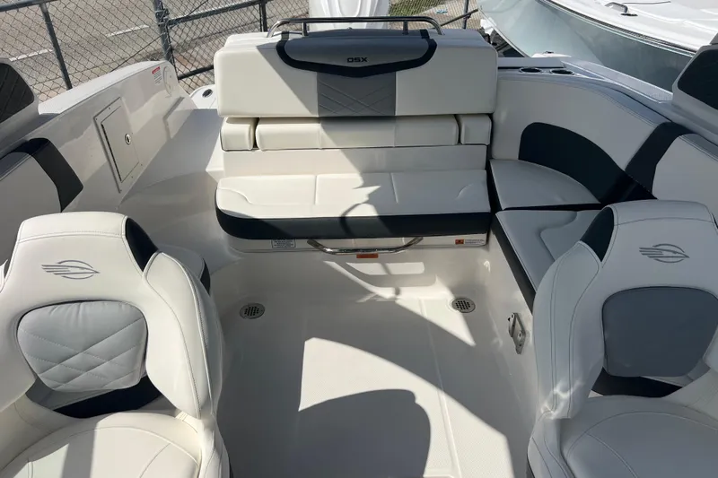  Yacht Photos Pics Interior of 2025 Chaparral 270 OSX boat, featuring luxurious seating and modern design.