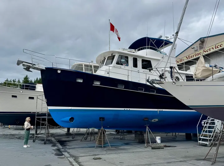 Sherlock Holmes Yacht Photos Pics 2016 Kadey-Krogen 44E yacht in dry dock at Delta Marine Service.
