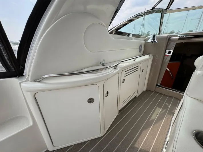  Yacht Photos Pics 2001 Sea Ray 410 Express Cruiser interior with sleek cabinetry and modern design.