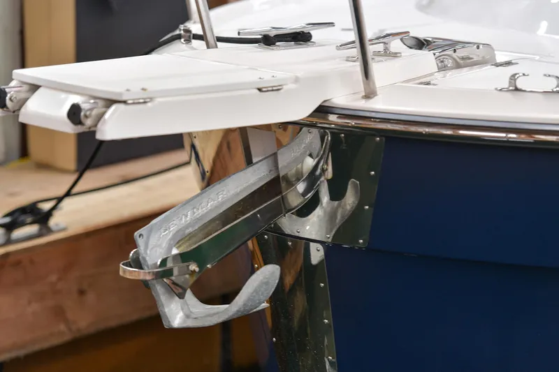 Celtic Mist Yacht Photos Pics 2023 Ranger Tugs R-29S boat anchor detail with stainless steel fittings.