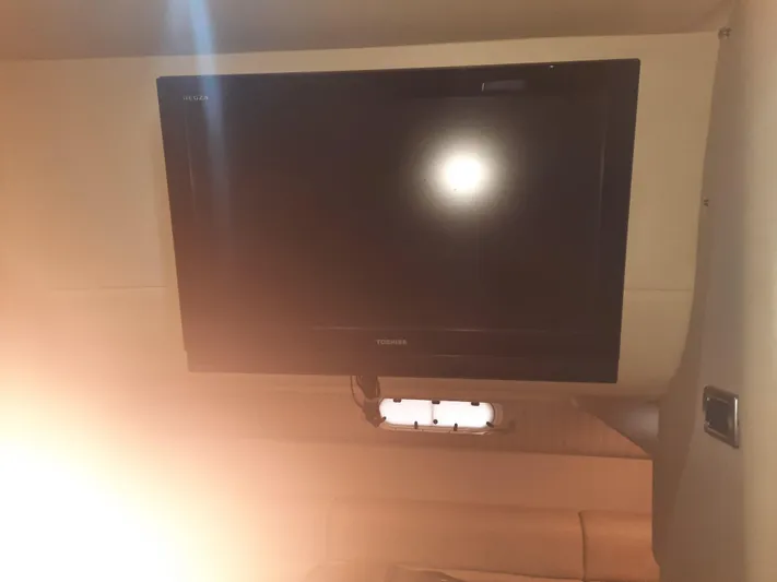 Paradox Yacht Photos Pics Flat-screen TV in the cabin of a 2008 Formula 40 PC boat.