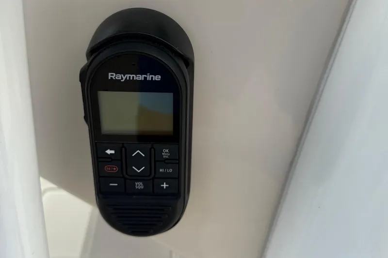 Yacht Photos Pics Raymarine control panel on 2020 Boston Whaler 330 Outrage boat dashboard.