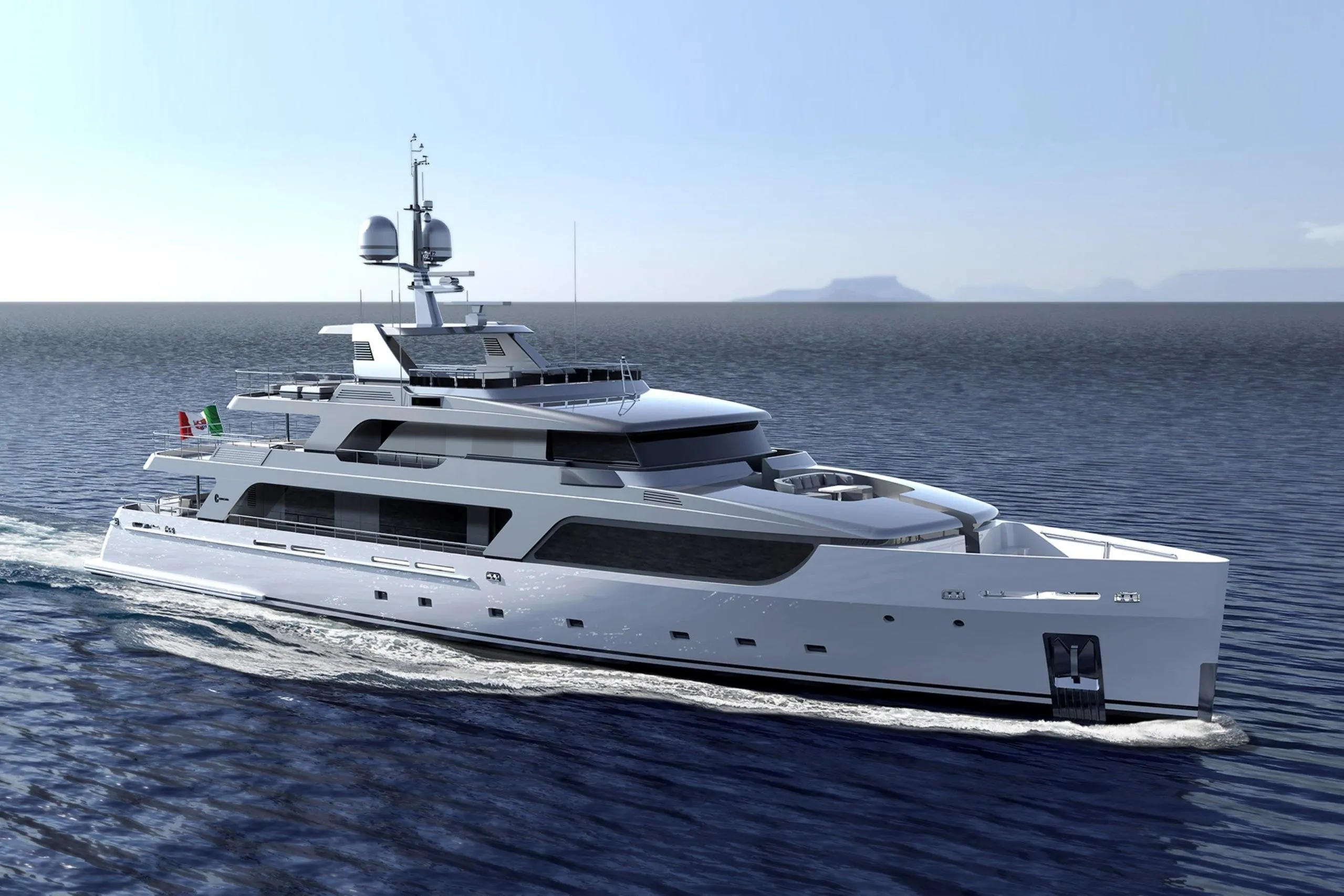 Luxurious Codecasa 50 Metri yacht cruising on open sea, 2000 model.