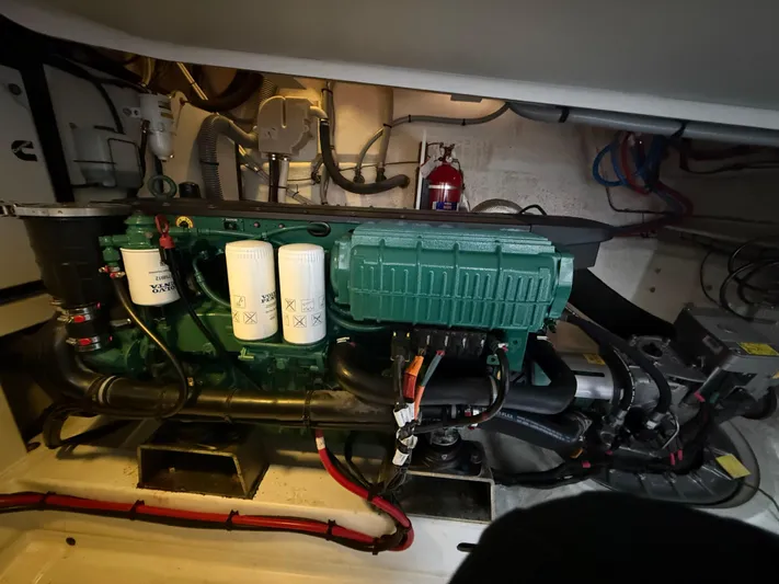 Luli Yacht Photos Pics Engine room of 2017 Jeanneau Leader 46 with visible components and wiring.