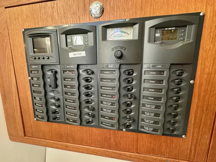 Sassy Cat Yacht Photos Pics Electrical control panel on a 2009 Glacier Bay 3080 boat.