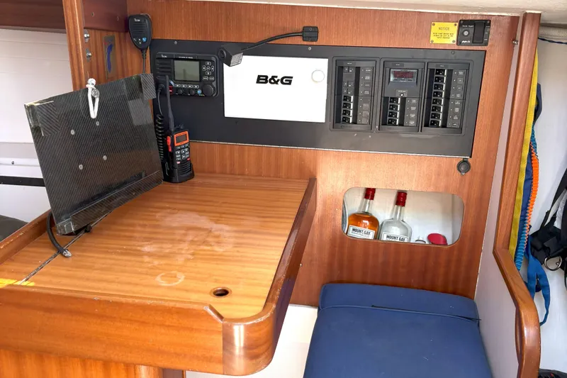 Ripple Yacht Photos Pics Navigation station of 2015 J Boats J 111 with control panel and equipment.