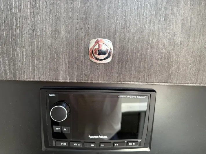  Yacht Photos Pics Rockford Fosgate audio system in 2023 Formula 350 Crossover Bowrider I/O boat.