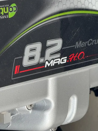  Yacht Photos Pics Close-up of 8.2 MAG H.O. engine on 2023 Formula 350 Crossover Bowrider I/O.