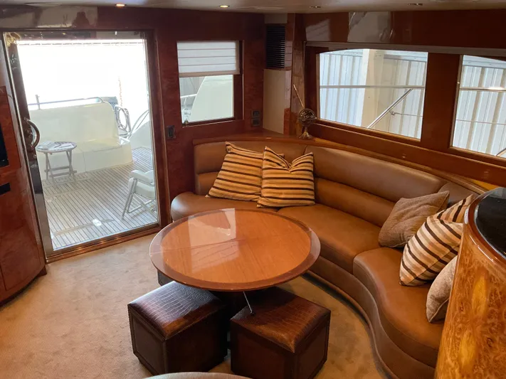  Yacht Photos Pics Luxurious interior of 2007 Ocean Alexander 54V yacht with plush seating and elegant decor.