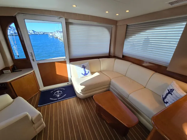  Yacht Photos Pics Luxurious interior of a 2000 Post 47 Convertible yacht with ocean view.