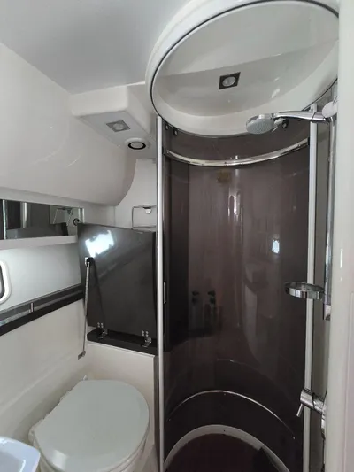  Yacht Photos Pics 2013 Fairline Targa 38 Open bathroom with modern shower and toilet.