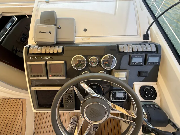  Yacht Photos Pics Control panel of 2013 Fairline Targa 38 Open yacht with Garmin navigation system.