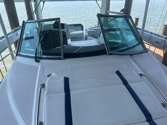 Always Flo&rsquo;n Yacht Photos Pics 2019 Monterey 295 Sport Yacht docked, featuring sleek design and spacious deck.