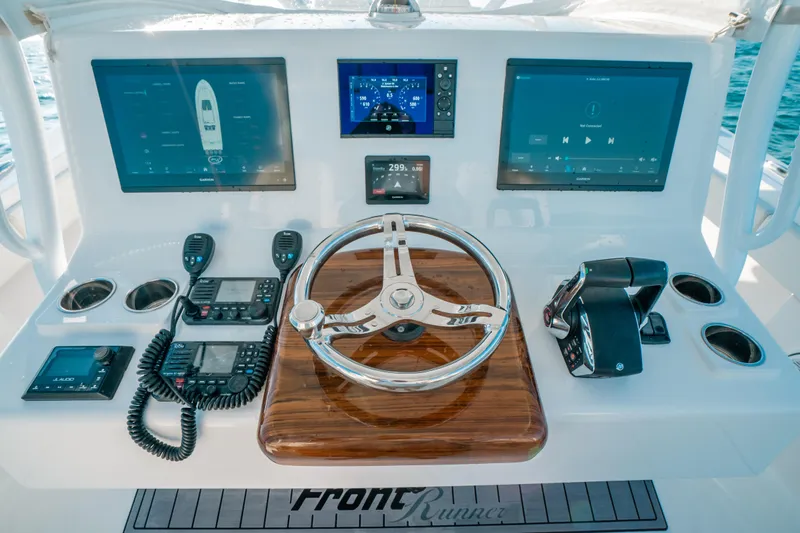  Yacht Photos Pics 2023 Front Runner 39 Center Console dashboard with advanced navigation and communication systems.