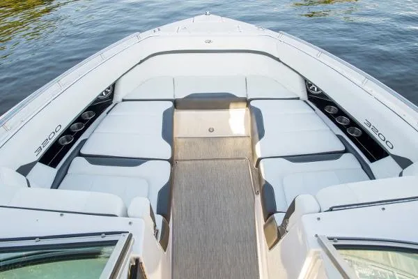  Yacht Photos Pics 2016 Regal 3200 Bowrider boat interior with spacious seating and elegant design on the water.