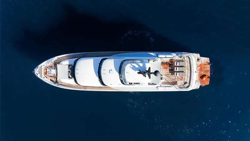 Archipelago Yacht Photos Pics Aerial view of 2005 Moonen Displacement Yacht on open water.