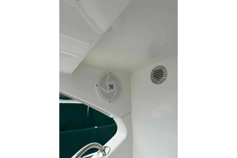  Yacht Photos Pics Interior view of 2025 Bracewell Commander 36SF boat with speaker and vent.