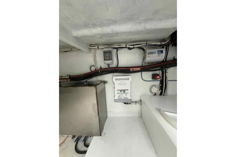  Yacht Photos Pics Engine room of 2025 Bracewell Commander 36SF with electrical components and wiring.