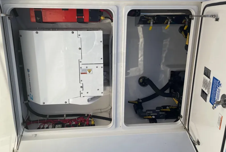  Yacht Photos Pics 2021 Valhalla Boatworks V-41 electrical compartment with equipment and wiring.