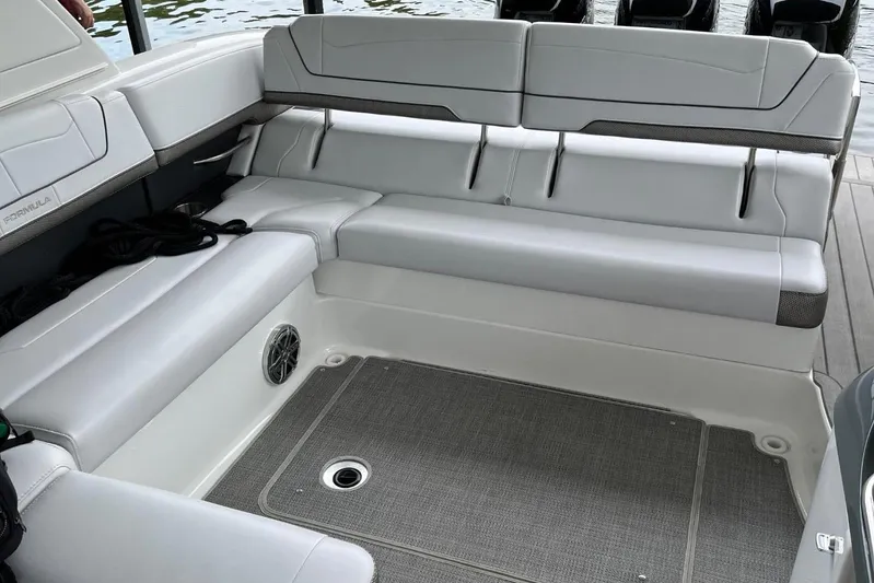  Yacht Photos Pics 2020 Formula 350 Crossover Bowrider interior with sleek seating and modern design.
