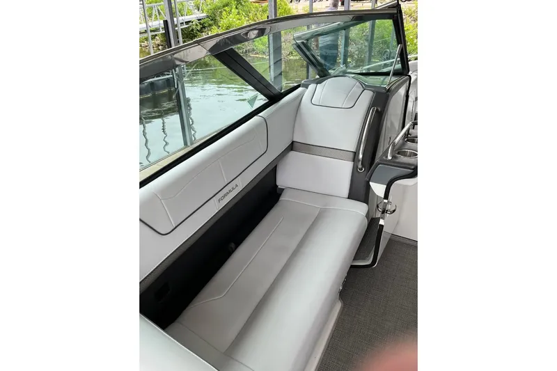  Yacht Photos Pics 2020 Formula 350 Crossover Bowrider interior with sleek seating and modern design.