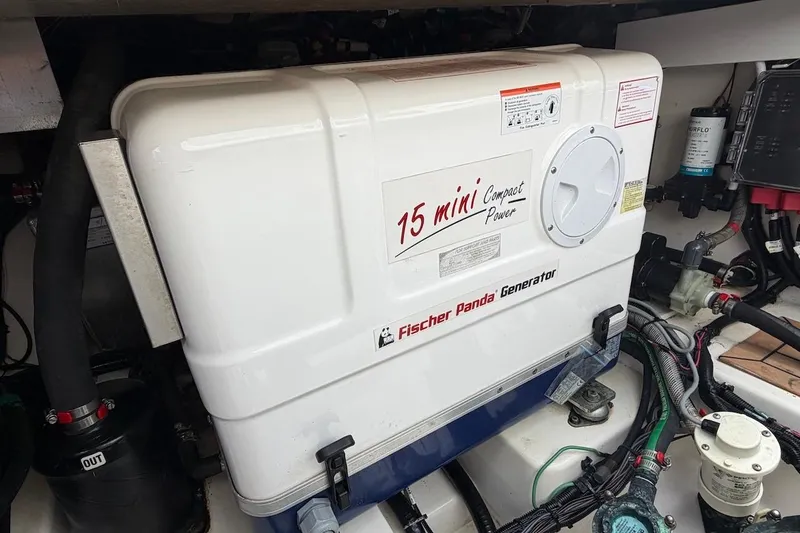La Grisselle Yacht Photos Pics Fischer Panda generator in Boston Whaler 405 Conquest engine room.