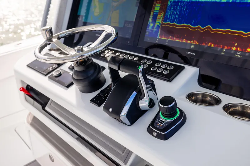  Yacht Photos Pics 2024 Costa Custom Boats 34 SV helm with advanced navigation and control systems.