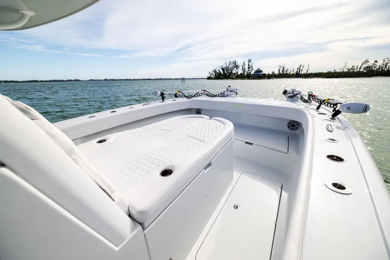  Yacht Photos Pics 2024 Costa Custom Boats 34 SV, sleek deck view on calm waters.