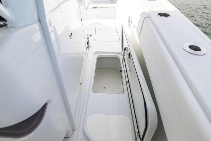  Yacht Photos Pics 2024 Costa Custom Boats 34 SV interior storage compartments on deck.