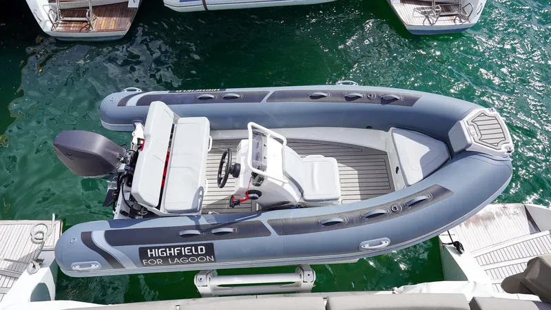 Bluewinds Yacht Photos Pics Highfield tender on Lagoon 560 S2 yacht, year 2014.