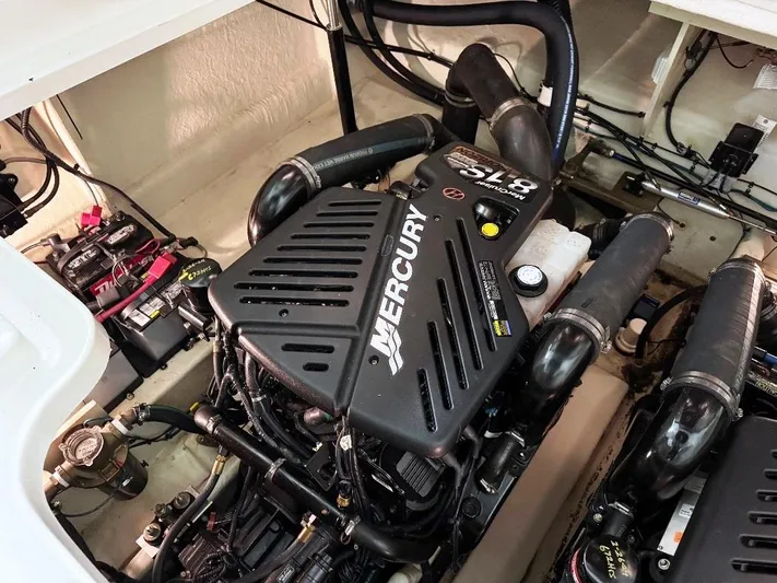  Yacht Photos Pics Engine compartment of a 2008 Sea Ray 340 Sundancer with Mercury engine.