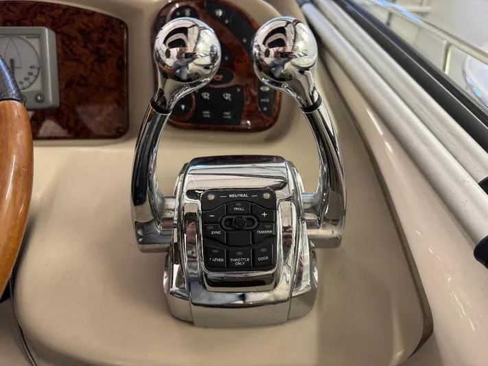  Yacht Photos Pics Control panel of 2008 Sea Ray 340 Sundancer boat with dual throttle levers.