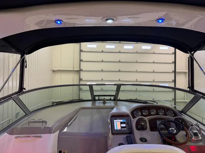  Yacht Photos Pics 2008 Sea Ray 340 Sundancer helm with modern controls and blue LED lighting.