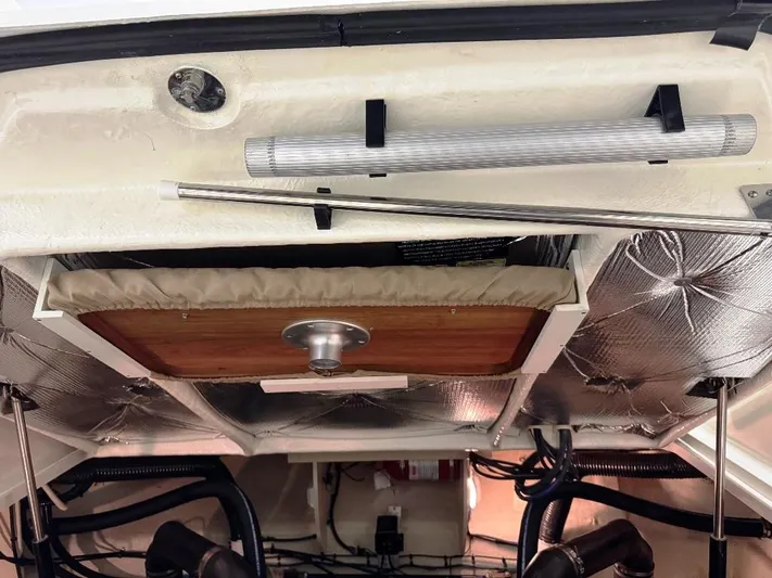  Yacht Photos Pics 2008 Sea Ray 340 Sundancer engine compartment with insulation and storage features.