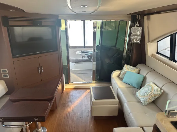  Yacht Photos Pics Luxurious interior of 2015 Sea Ray 510 Fly yacht with modern furnishings.