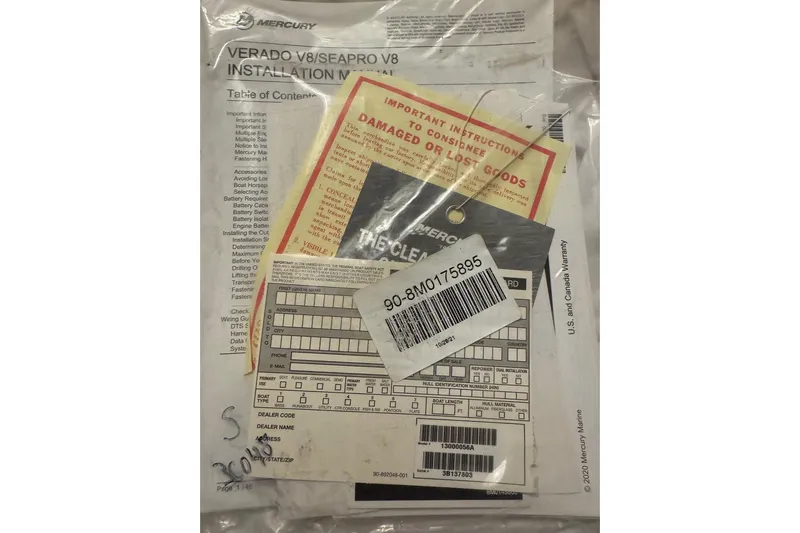 Drama Free Yacht Photos Pics Instruction manuals and warranty documents for Mercury Verado V8/SeaPro V8, 2022 Cobalt R30.