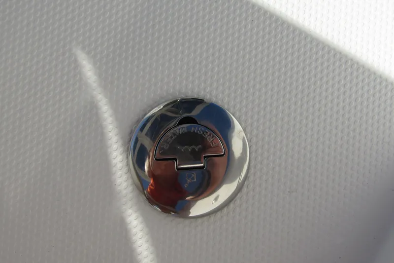  Yacht Photos Pics Close-up of a water fill cap on a 2025 Nimbus Tender 9 boat.