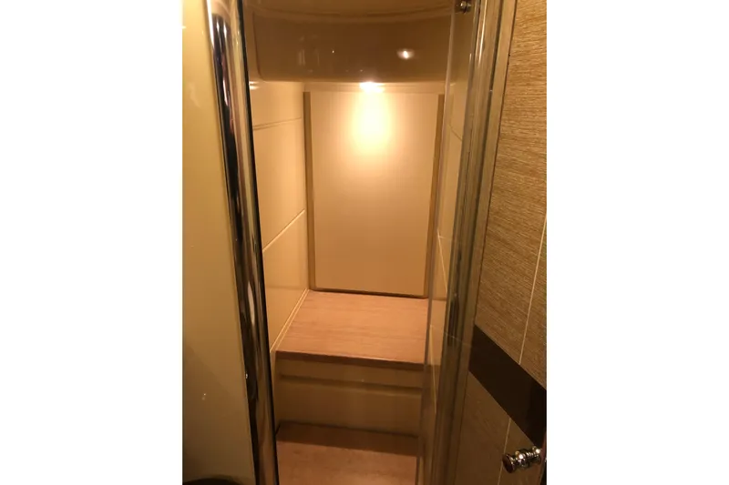  Yacht Photos Pics Interior of 2014 Azimut Fly 60 yacht, featuring a compact, well-lit shower area.