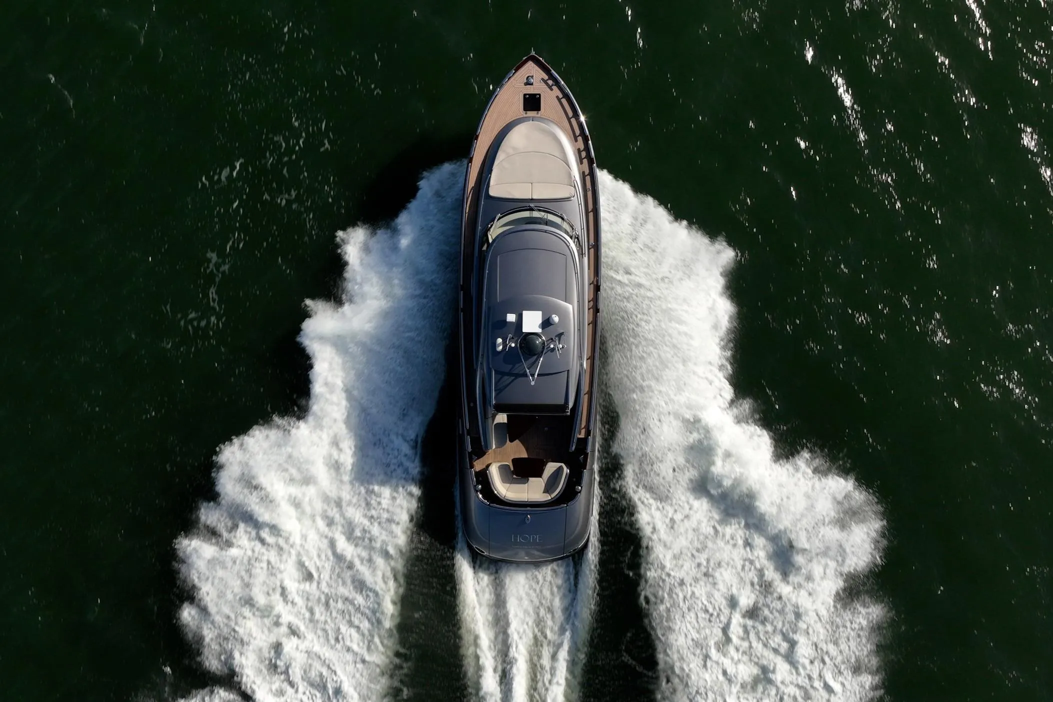 Aerial view of 2025 Zeelander Z5 yacht cruising on open water.