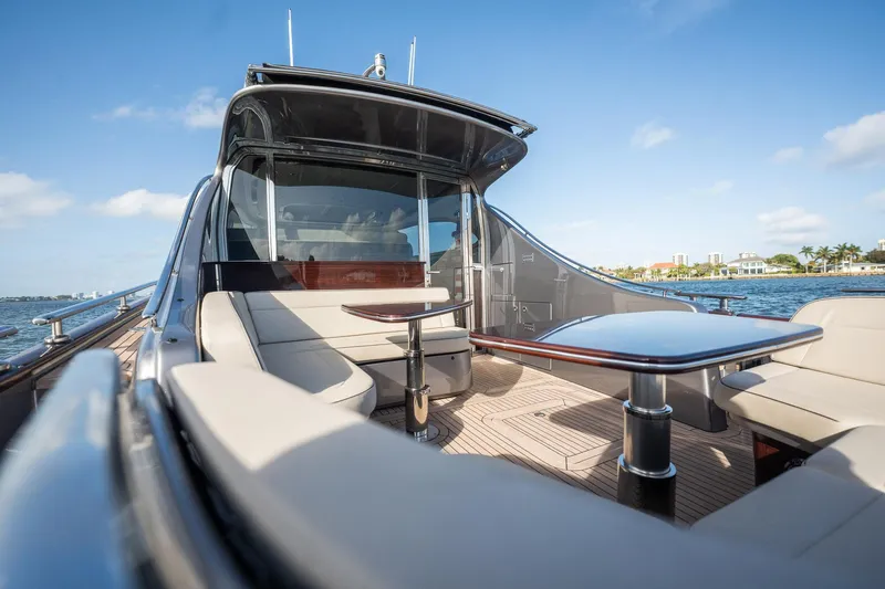 Hope Yacht Photos Pics 2025 Zeelander Z5 yacht deck with luxurious seating and table, cruising on a sunny day.