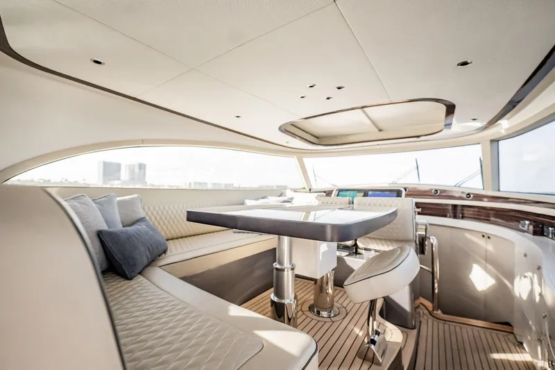 Hope Yacht Photos Pics Luxurious interior of 2025 Zeelander Z5 yacht with elegant seating and modern design.