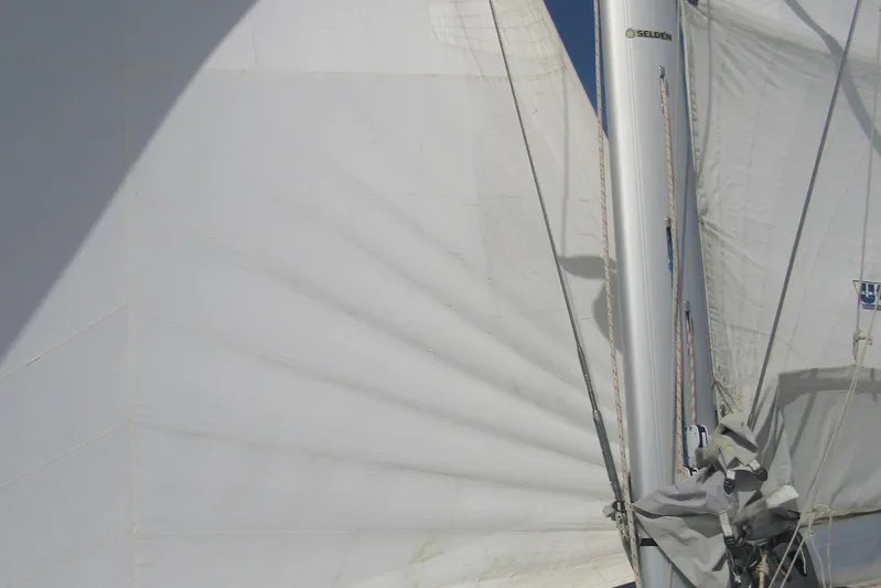 Savannah Yacht Photos Pics Close-up of sails on a 1998 Fountaine Pajot Bahia 46 catamaran.