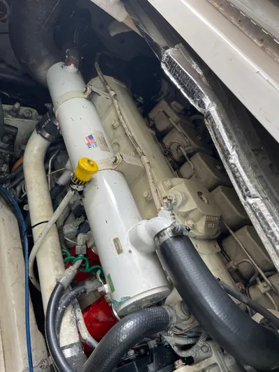  Yacht Photos Pics Engine compartment of a 2003 Tiara Yachts 3500 Open, showcasing mechanical components.
