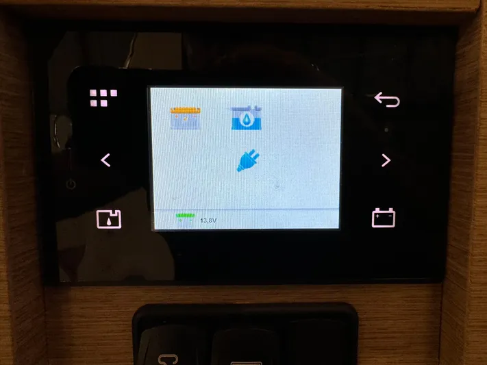  Yacht Photos Pics Control panel display of a 2020 Prestige 420, showing various icons and settings.