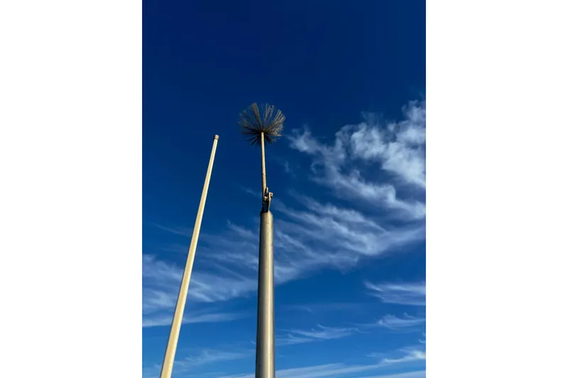 Chicago Yacht Photos Pics Sailboat masts against a clear blue sky, Lagoon 52 F, 2020 model.