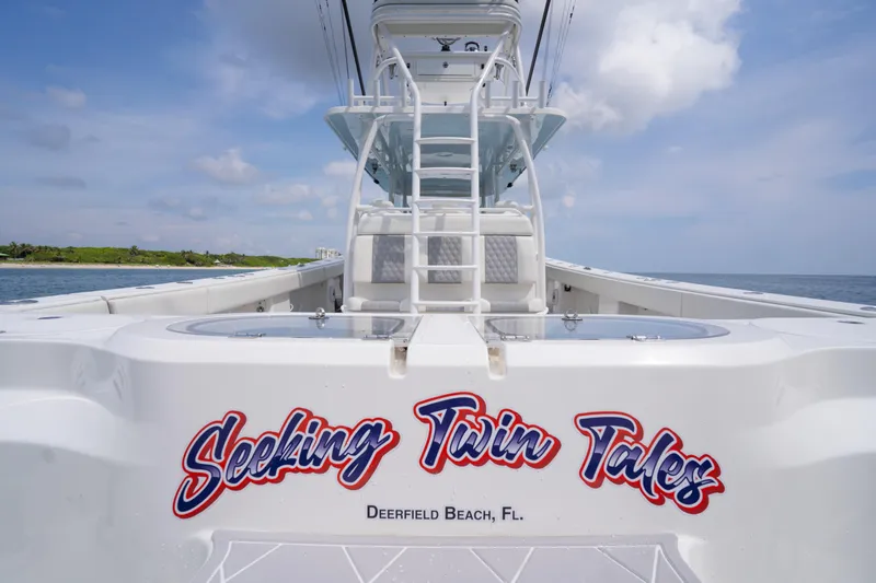 Seeking Twin Tales Yacht Photos Pics Invincible 46 Catamaran 2022, "Seeking Twin Tales," Deerfield Beach, Florida, ocean view.