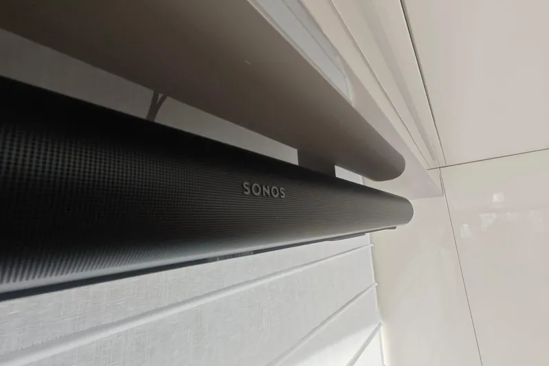 Arktur Yacht Photos Pics Sonos soundbar installed on a Cranchi Sessantasette 67 yacht, 2023 model.