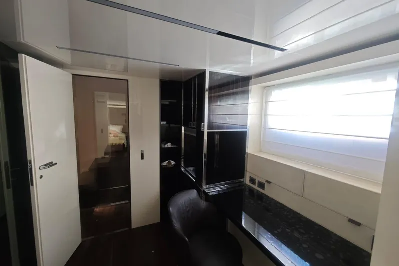 Arktur Yacht Photos Pics Luxurious interior of 2023 Cranchi Sessantasette 67 yacht with modern design and sleek finishes.