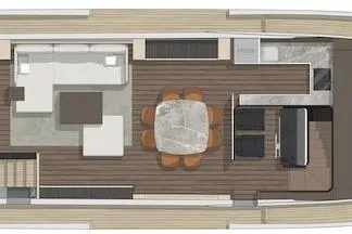 Arktur Yacht Photos Pics 2023 Cranchi Sessantasette 67 yacht interior layout with modern design and elegant furnishings.