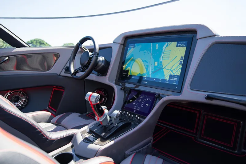  Yacht Photos Pics Interior of 2024 MTI 390X with advanced navigation system and sleek design.